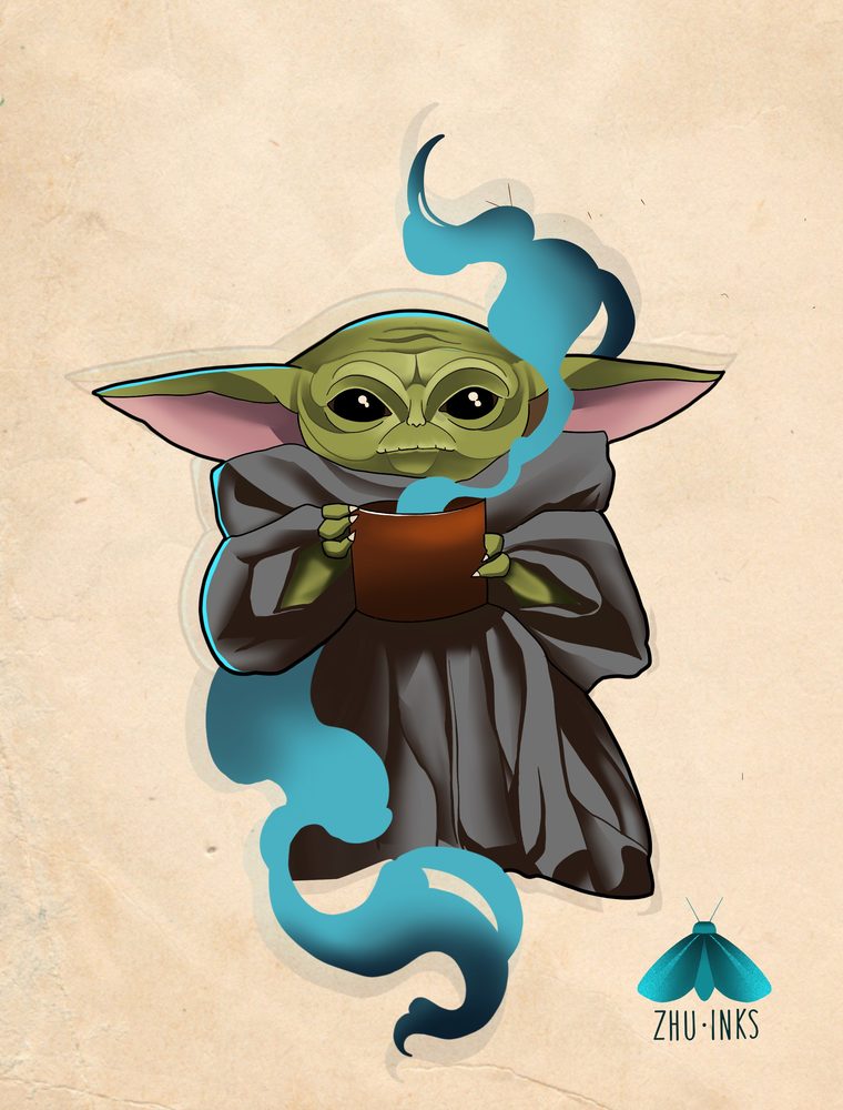 Grogu Sipping