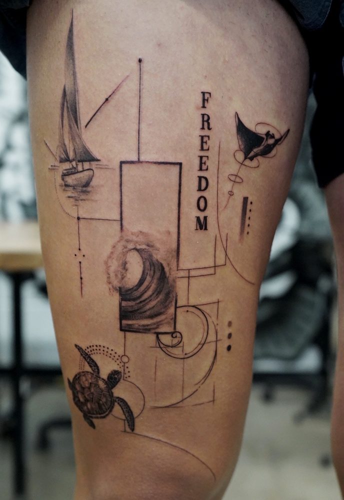Blackwork tattoo by Zhu Inks - San Diego