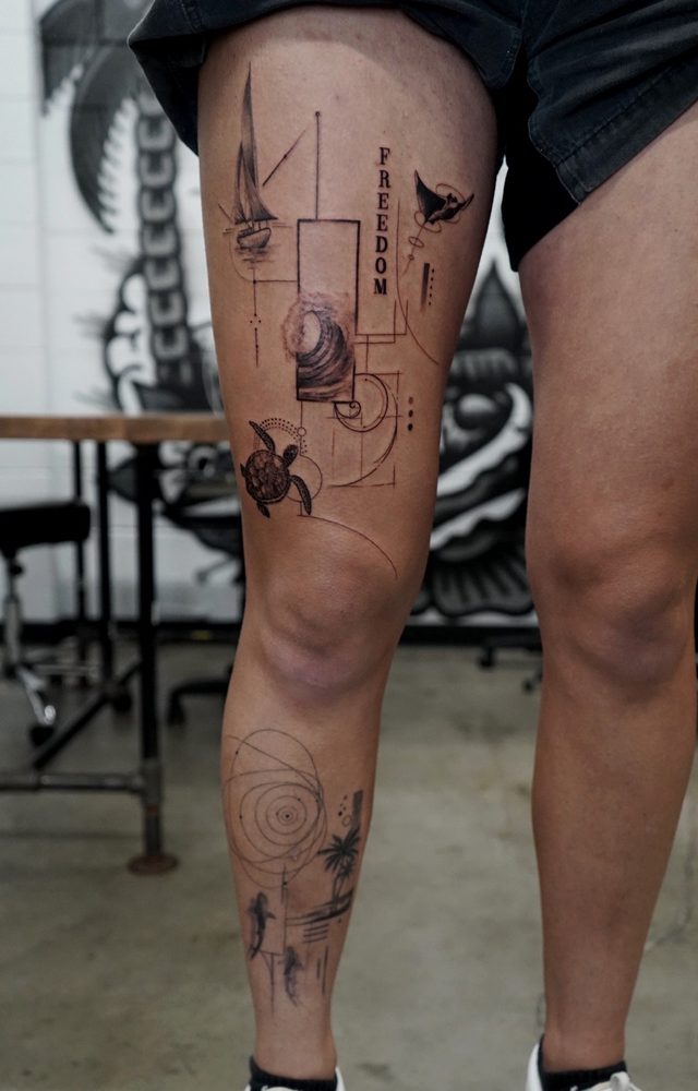 Blackwork tattoo by Zhu Inks - San Diego