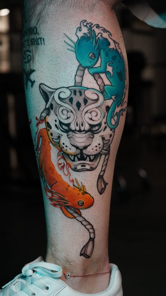 Color tattoo by Zhu Inks - San Diego
