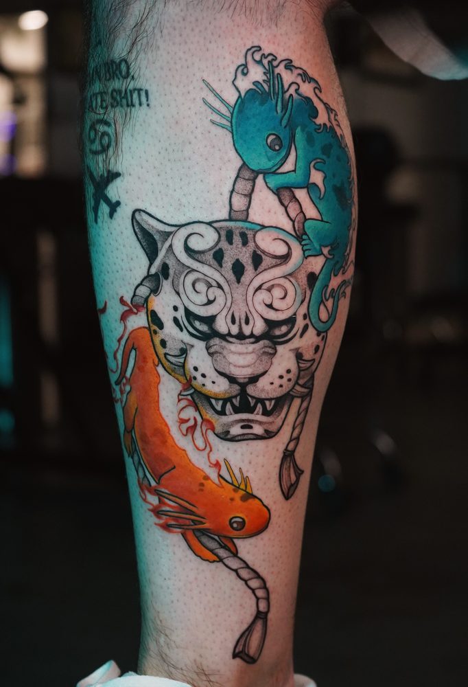 Color tattoo by Zhu Inks - San Diego