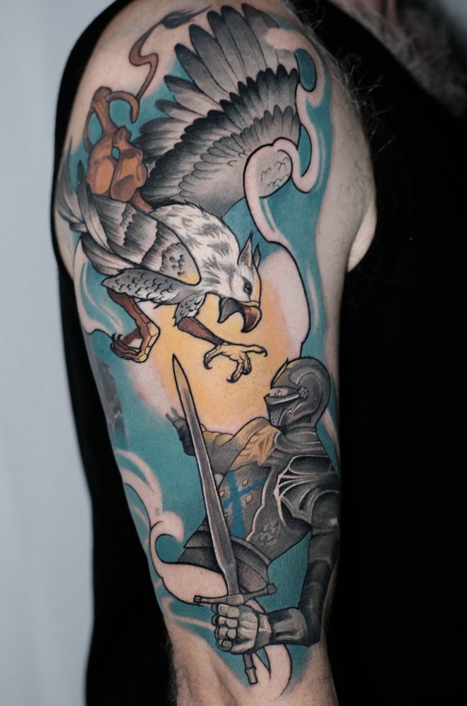 Color tattoo by Zhu Inks - San Diego