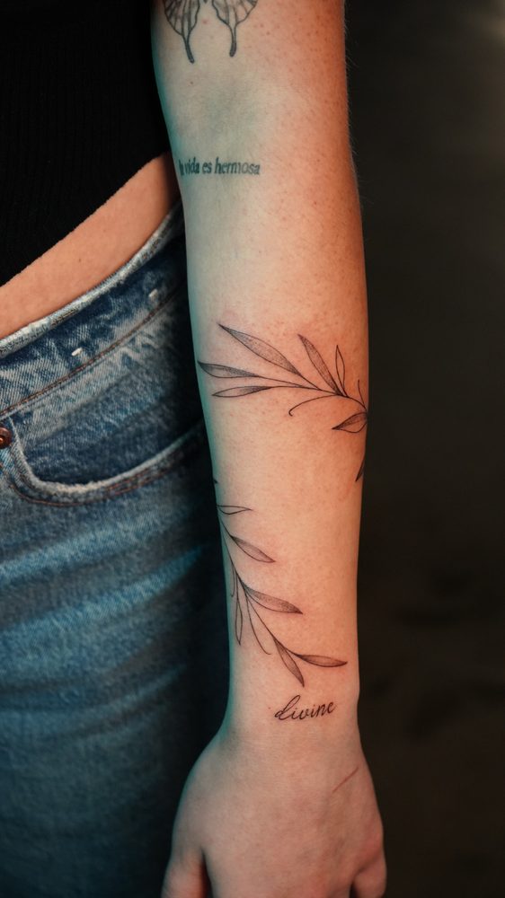 Floral tattoo by Zhu Inks - San Diego