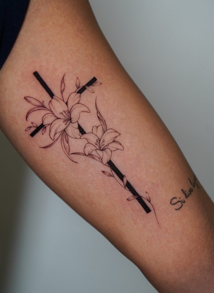 Floral tattoo by Zhu Inks - San Diego