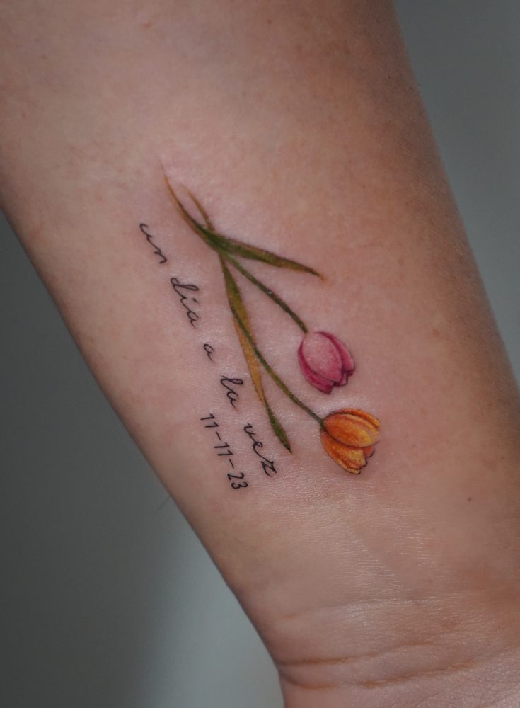 Floral tattoo by Zhu Inks - San Diego