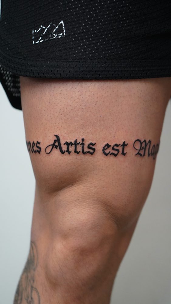 Lettering tattoo by Zhu Inks - San Diego
