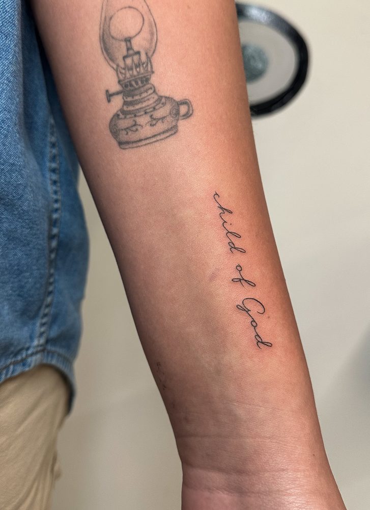 Lettering tattoo by Zhu Inks - San Diego