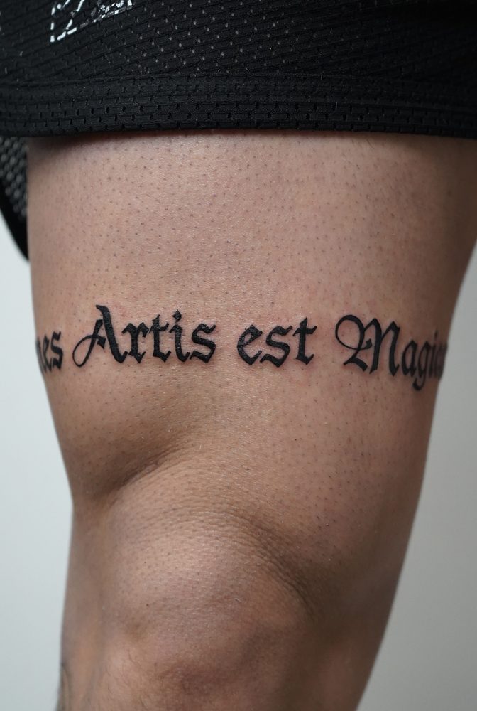 Lettering tattoo by Zhu Inks - San Diego