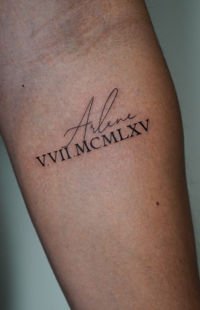 Lettering tattoo by Zhu Inks - San Diego
